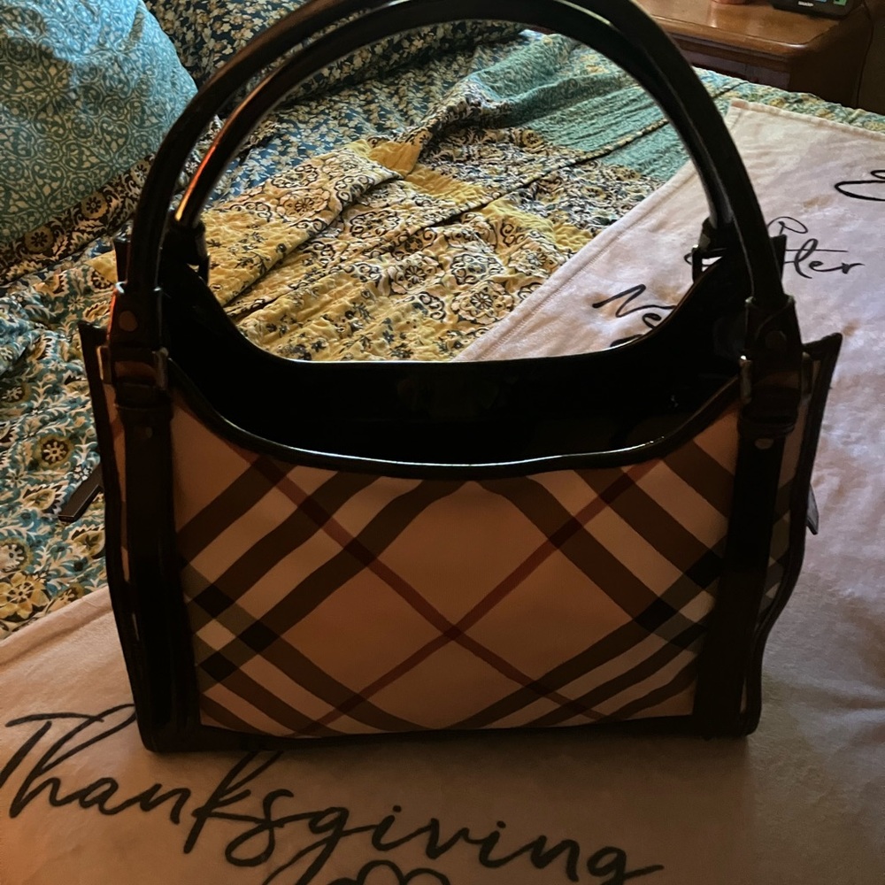 Burberry Brown and Cream Plaid Shoulder Bag AUTHENTIC